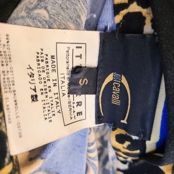 Stunning Just Cavalli Blue Baroque Print  Stretch Mini Dress - Size Small - Picture 16 of 16